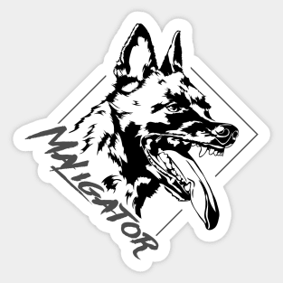 Funny Belgian Malinois Maligator dog portrait Sticker